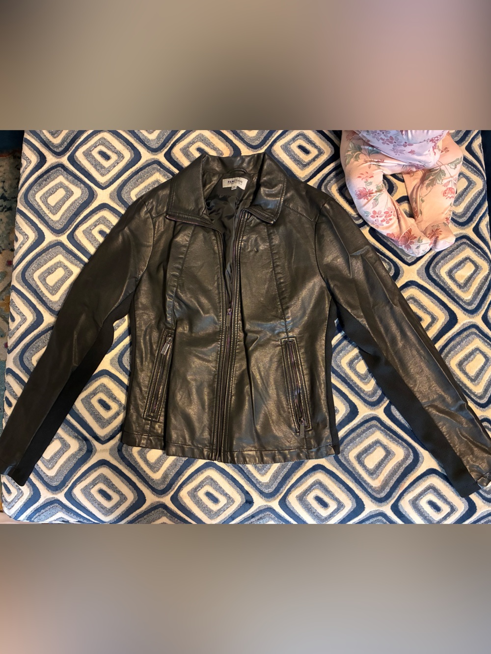 Kenneth Cole Black Leather Zip-Front Jacket